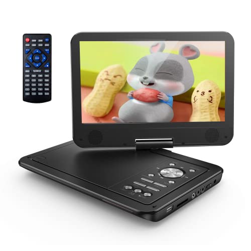 YOTON Reproductor de DVD portátil de 12,5" con Pantalla giratoria HD de 10,5" para el Coche, con Cargador de Coche, batería integrada y USB/Tarjeta SD/Sync TV [BLU-Ray no Compatible]